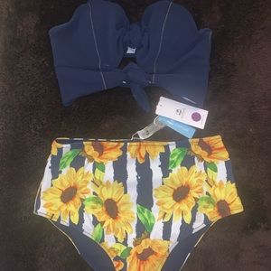 CUPSHE 2 piece high waisted reversible  suit